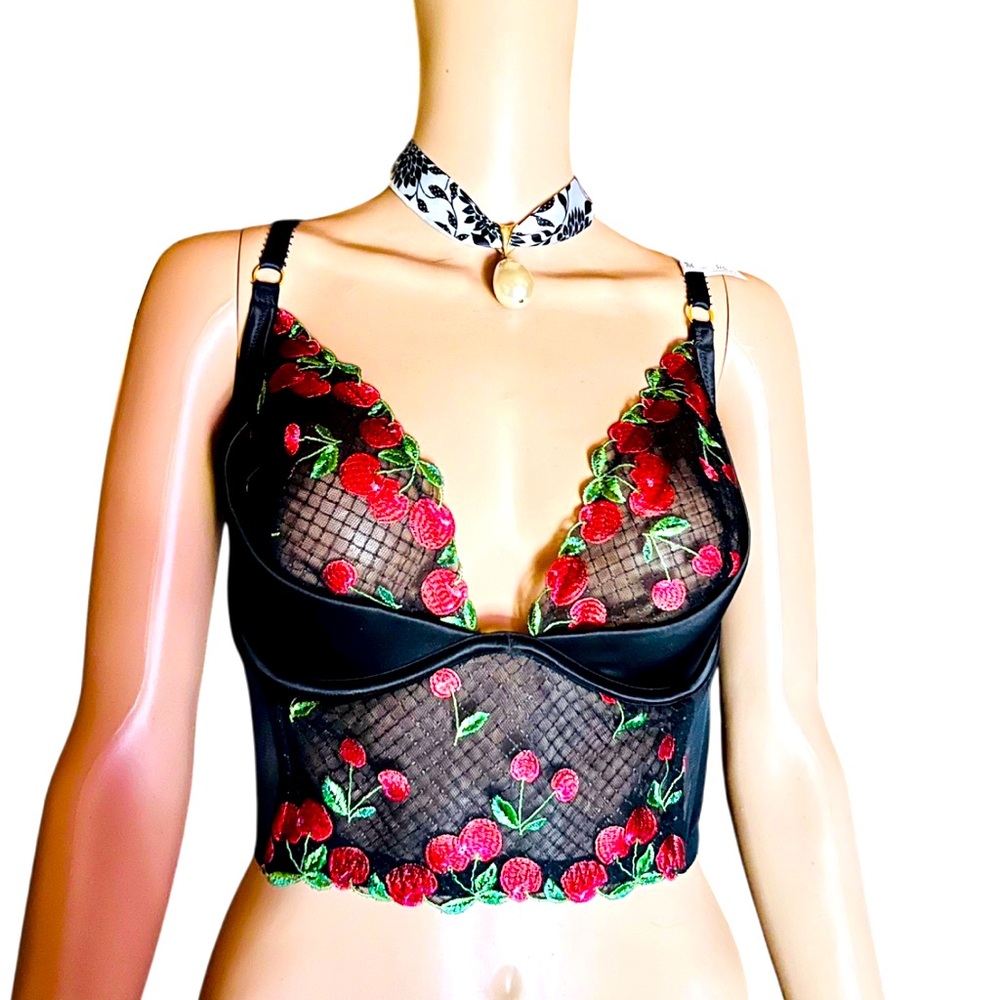 BN Victoria’s Secret corset w/cherries Embroidered Bra 38DD